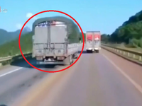 VIDEO: Xe tải vượt ẩu suýt gây tai nạn liên hoàn trên cao tốc