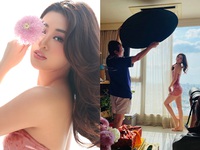 Ở nhà tránh dịch, Hoa hậu Khánh Vân 'biến' cả gia đình thành ê-kíp chụp ảnh