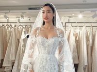 Hoa hậu Đỗ Mỹ Linh thử váy cưới