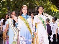 Thí sinh Hoa hậu Hòa bình quốc tế 2023 duyên dáng áo dài thăm Hà Nội