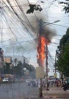 TP.HCM: Dây điện và cáp viễn thông bất ngờ bốc cháy