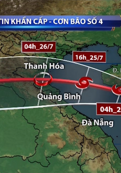 Tâm bão số 4 ở vùng biển phía Nam đảo Hải Nam (Trung Quốc)
