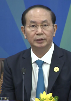 Chủ tịch nước Trần Đại Quang phát biểu tại phiên Đối thoại giữa các nhà lãnh đạo kinh tế APEC với Hội đồng tư vấn kinh doanh APEC