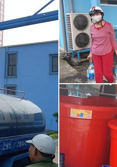 Nhà máy nước Mai Dịch tấp nập người dân, xe bồn đến lấy nước sạch miễn phí