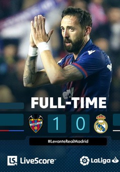 Levante 1-0 Real Madrid: Thất bại bất ngờ, mất ngôi đầu bảng