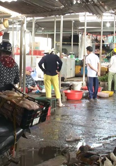 Chợ ô nhiễm vì không có hệ thống thoát nước tại Khánh Vĩnh