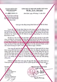 Giả mạo văn bản đón công dân của UBND tỉnh Bình Định