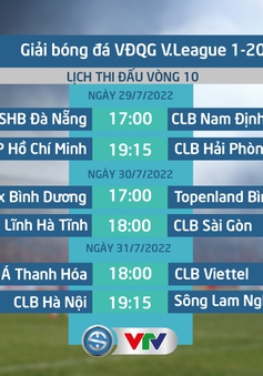 Lịch thi đấu và trực tiếp vòng 10 V.League 2022 trên VTV: Tâm điểm CLB Hà Nội vs Sông Lam Nghệ An