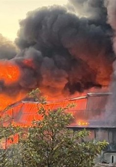 Kho phế liệu bất ngờ bốc cháy tại Bà Rịa - Vũng Tàu