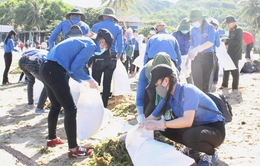 Đoàn viên thanh niên Bình Định tình nguyện làm sạch môi trường biển