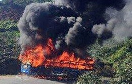 Lâm Đồng: Xe khách cháy chìm trong lửa, hành khách hoảng loạn