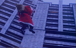 Ông già Noel trèo từ tòa tháp cao 100 mét để tặng quà