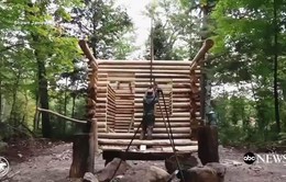 Người đàn ông nổi tiếng vì tự xây nhà gỗ một mình
