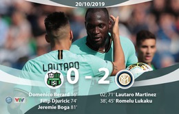 Sassuolo 3 - 4 Inter: Lukaku lập cú đúp, Inter thắng kịch tính (Vòng 8 Serie A 2019-2020)