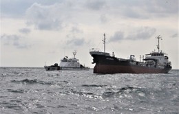 Bắt giữ tàu sang mạn dầu trái phép trên biển Tây Nam