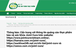 Cẩn trọng thông tin quảng cáo thực phẩm bảo vệ sức khỏe Joint Cure trên một số website