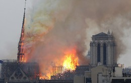 [Video] Khoảnh khắc ngọn tháp Nhà thờ Đức Bà Paris đổ sập vì đám cháy kinh hoàng