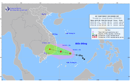 Áp thấp nhiệt đới cách bờ biển Khánh Hòa – Ninh Thuận khoảng 140 km, sức gió giật cấp 10