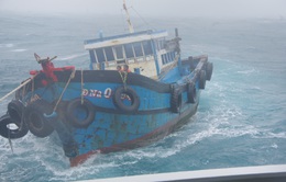 Cảnh sát biển đưa 18 ngư dân trên 2 tàu cá bị nạn do cơn bão số 5 về bờ an toàn