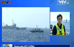 PV VTV đưa tin từ Hoàng Sa: Sáng 15/5, tàu Trung Quốc vẫn duy trì lực lượng lớn bảo vệ giàn khoan