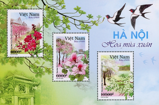 Hoa đào, hoa ban xuất hiện trong bộ tem đầu tiên chủ đề "Hà Nội 12 mùa hoa"
