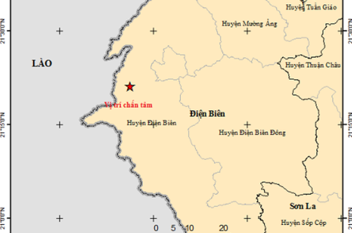Điện Biên xảy ra trận động đất có độ lớn 3.3