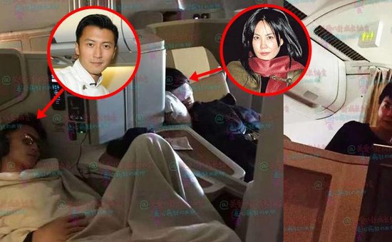 Tạ Đình Phong - Vương Phi bị chụp ảnh lén khi đang ngủ trên máy bay