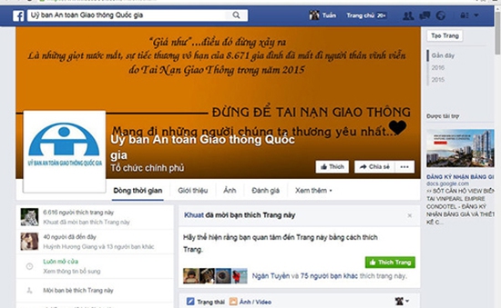Ủy ban ATGT Quốc gia tiếp nhận thông tin qua Facebook