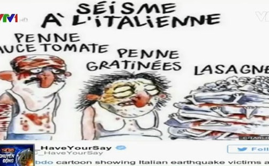 Báo Charlie Hebdo bị kiện vì bức tranh gây sốc về động đất