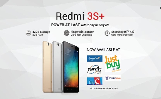 Xiaomi Redmi 3S Plus lên kệ tại Ấn Độ với pin “khủng”