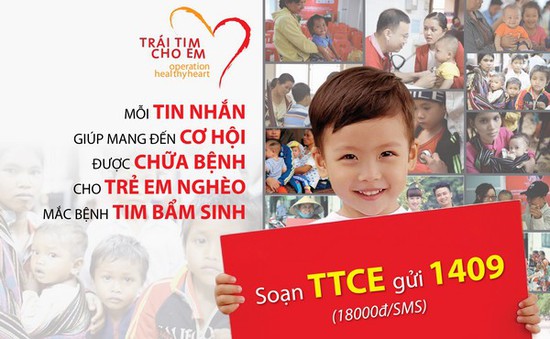Soạn tin TTCE gửi 1409 ủng hộ cho trẻ em mắc bệnh tim bẩm sinh