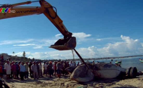 Ngư dân Bình Thuận mai táng cá ông nặng 13 tấn