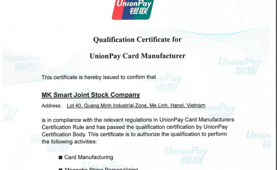 DN Việt đầu tiên được cấp phép sản xuất thẻ tài chính UPI