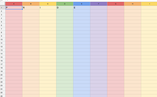 Mẹo biến trang tính Google Sheet thành bảng màu cầu vồng