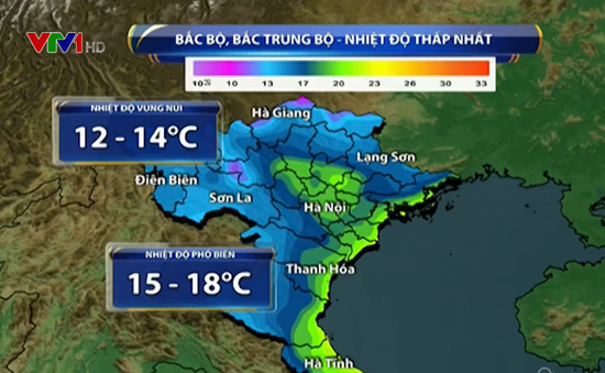 Không khí lạnh mạnh gây mưa rét cho hầu khắp Bắc Bộ, Bắc Trung Bộ