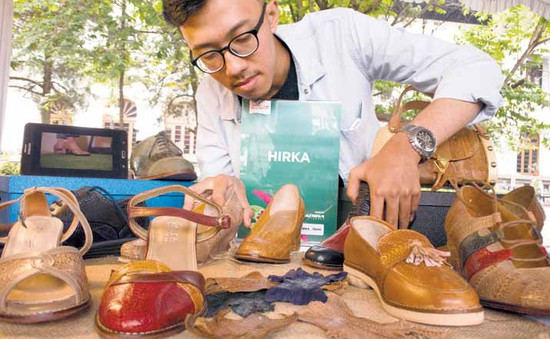 Sản xuất giày bằng chất liệu... da chân gà