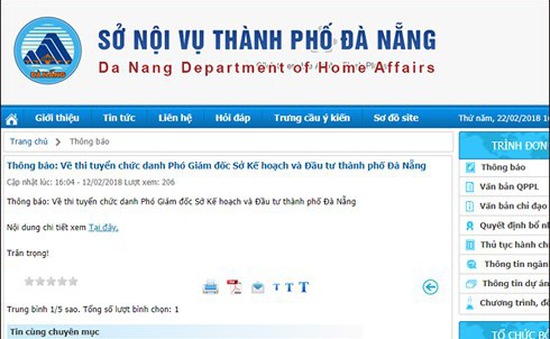 Đà Nẵng thông báo tuyển hai Phó Giám đốc Sở Kế hoạch và Đầu tư