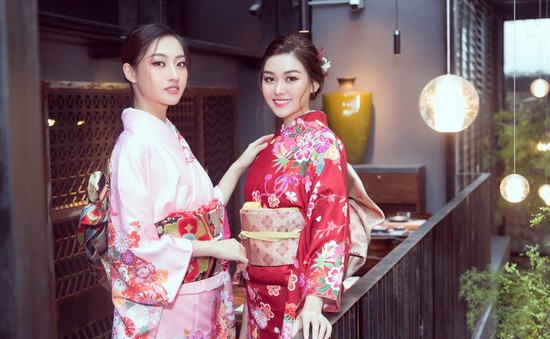 Hoa hậu Lương Thùy Linh - Á hậu Tường San diện kimono "đọ sắc"