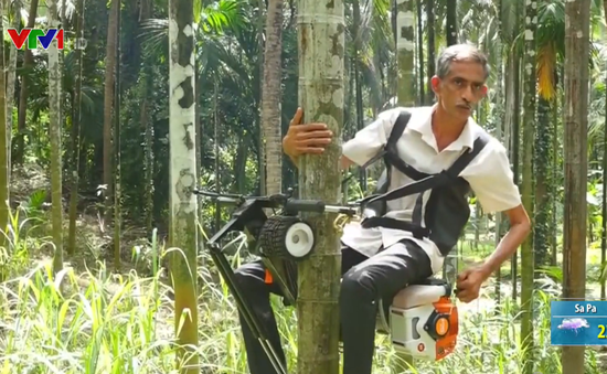 Nông dân Ấn Độ tận dụng xe máy cũ sáng chế máy leo cây