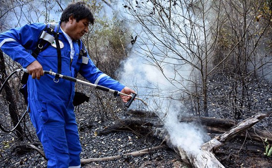 Tổng thống Bolivia và bộ lạc Amazon tự dập cháy rừng