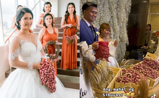 Hoa cưới từ hành củ: Cặp đôi Philippines dùng... hành củ thay thế hoa đám  cưới 