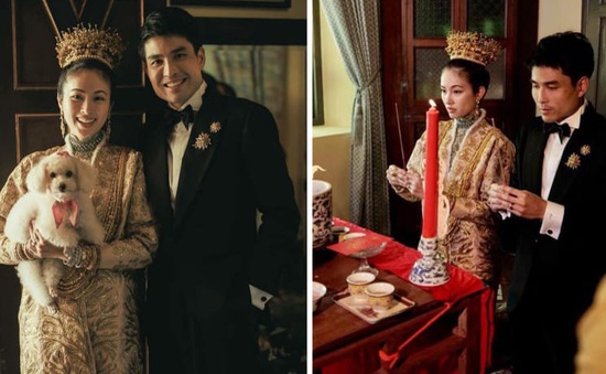 Diễn viên chuyển giới đẹp nhất Thái Lan mặc trang phục cưới được thêu bằng chỉ vàng