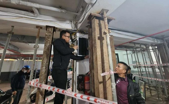Niêm phong chung cư mini 8 tầng bị nứt cột bê tông ở Hà Nội