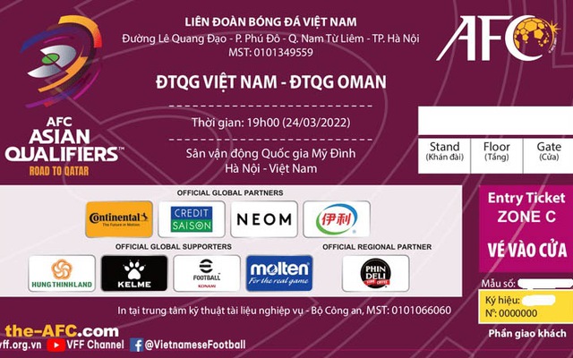 Vé trận đấu ĐT Việt Nam - ĐT Oman sẽ có giá từ 500 nghìn đồng | VTV.VN