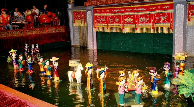 Water puppets perform in Malaysia
