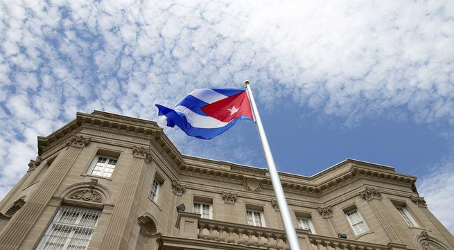 Cuba opens Washington embassy, urges end to embargo