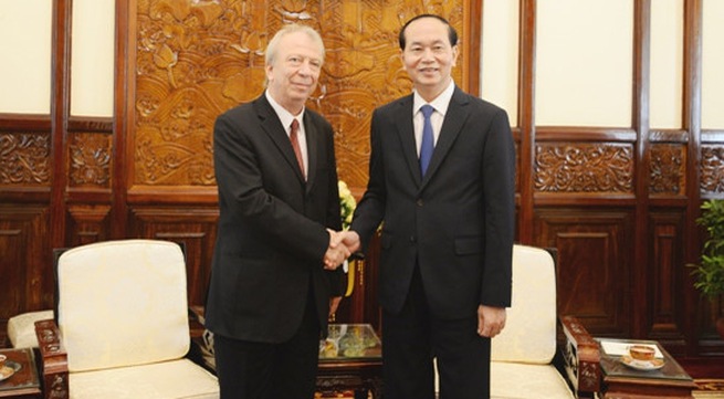 President Tran Dai Quang receives outgoing Bulgarian Ambassador to Vietnam