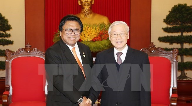 Party, State leaders receive Indonesian upper house speaker