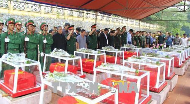 Reburial service held for soldier remains repatriated from Laos, Cambodia