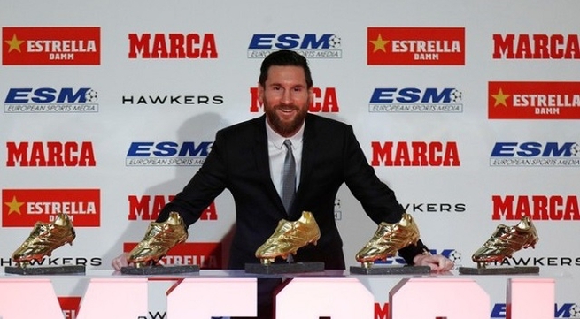 Messi receives record 5th Europe's Golden Shoe